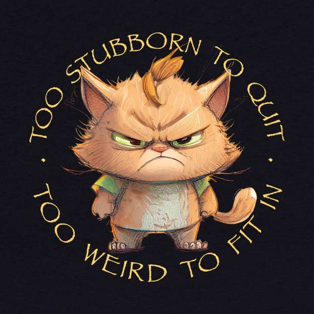 Cat Pet Too Stubborn To Quit Too Weird To Fit In Cute Adorable Funny Quote by Cubebox